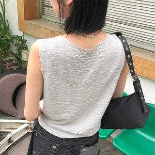 Linen Boucle Loose Knit Vest