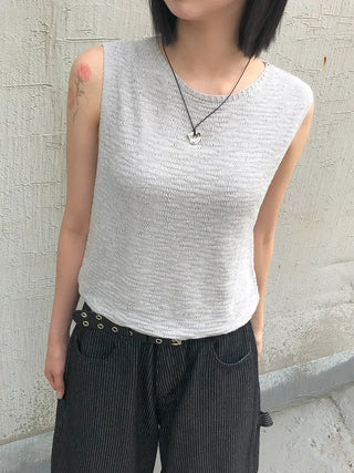 Linen Boucle Loose Knit Vest