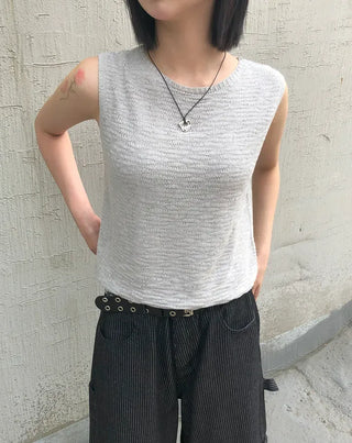 Linen Boucle Loose Knit Vest