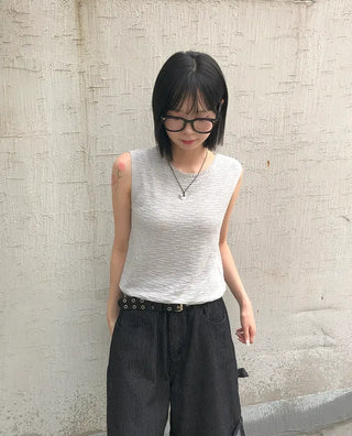 Linen Boucle Loose Knit Vest