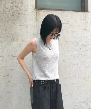 Linen Boucle Loose Knit Vest