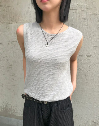 Linen Boucle Loose Knit Vest
