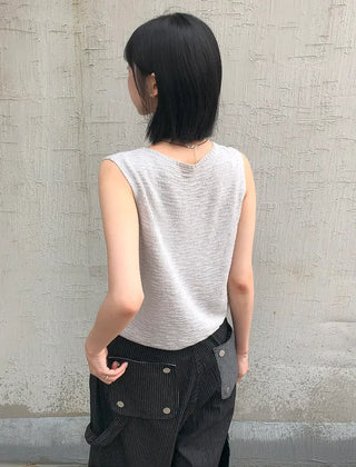 Linen Boucle Loose Knit Vest