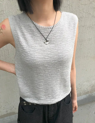 Linen Boucle Loose Knit Vest