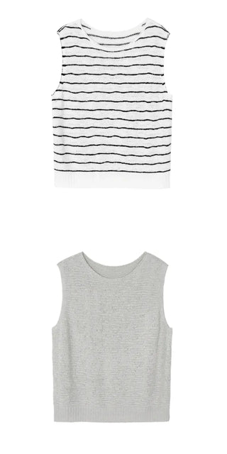 Linen Boucle Loose Knit Vest