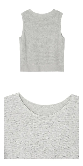 Linen Boucle Loose Knit Vest