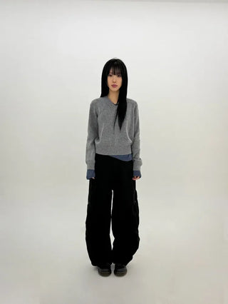Distressed V-neck Knit