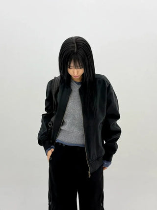 Distressed V-neck Knit
