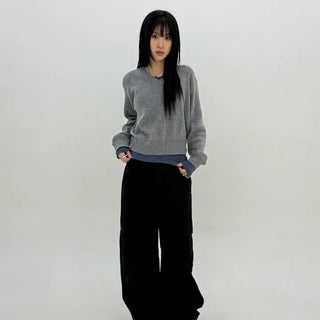 Distressed V-neck Knit