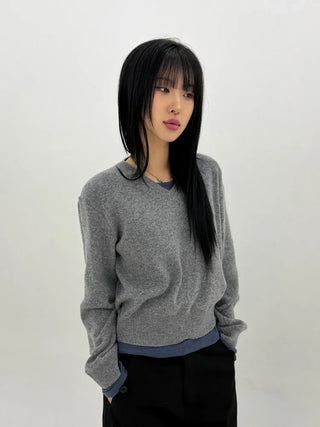 Distressed V-neck Knit