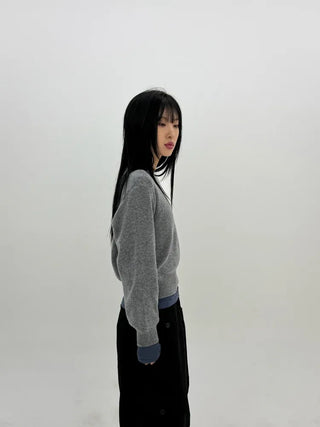 Distressed V-neck Knit