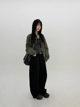 Slub Cotton Wide Pants