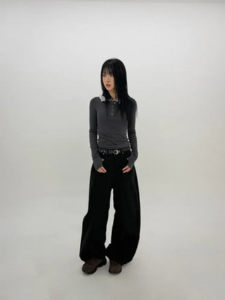 Slub Cotton Wide Pants