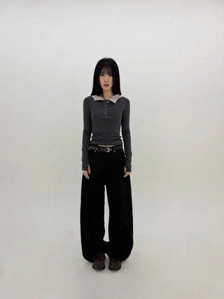 Slub Cotton Wide Pants