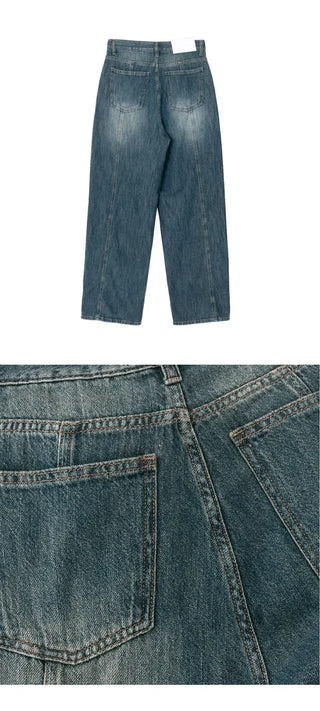 Cut-out Back Detail Hooded Wide Denim Pants