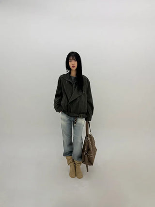 Deep fading low flare jeans