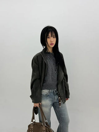 Deep fading low flare jeans