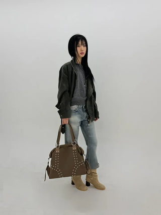 Deep fading low flare jeans