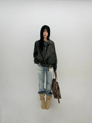Deep fading low flare jeans
