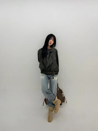 Deep fading low flare jeans