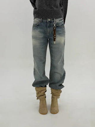 Deep fading low flare jeans