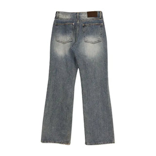 Deep fading low flare jeans