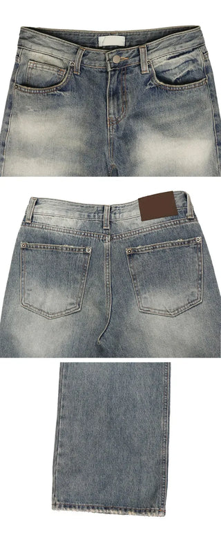 Deep fading low flare jeans