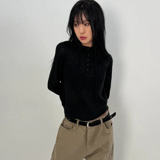 Nice High-Neck Hooded Knit