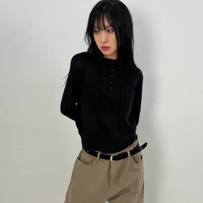 Nice High-Neck Hooded Knit