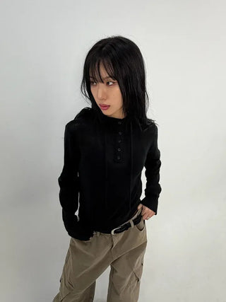 Nice High-Neck Hooded Knit
