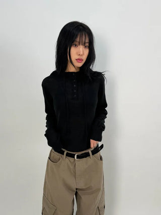 Nice High-Neck Hooded Knit