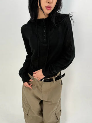 Nice High-Neck Hooded Knit