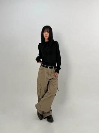 Bass Cut-out Washed Cargo Pants