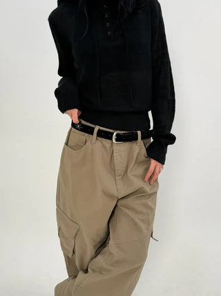 Bass Cut-out Washed Cargo Pants