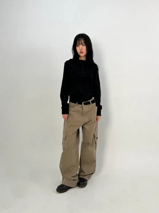 Bass Cut-out Washed Cargo Pants