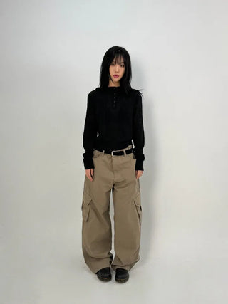 Bass Cut-out Washed Cargo Pants