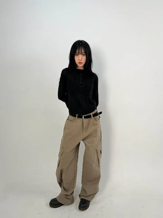Bass Cut-out Washed Cargo Pants