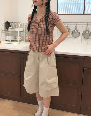 Double Pintuck Bermuda Pants