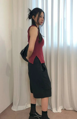 Double Pintuck Bermuda Pants
