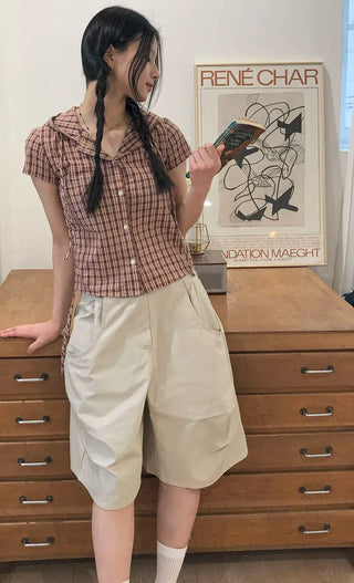 Double Pintuck Bermuda Pants