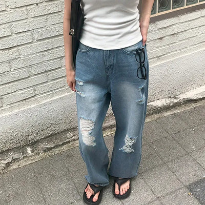 Damaged Max Wide Denim Pants