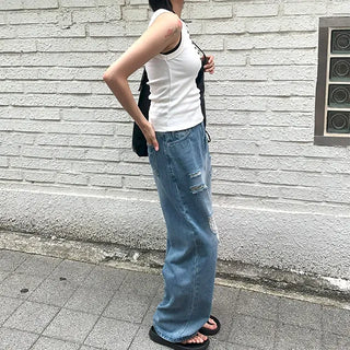 Damaged Max Wide Denim Pants
