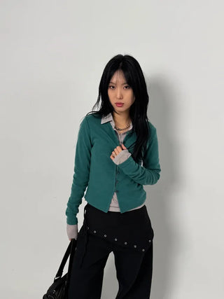 Sheer Collar Long Sleeve