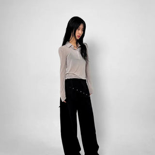 Sheer Collar Long Sleeve
