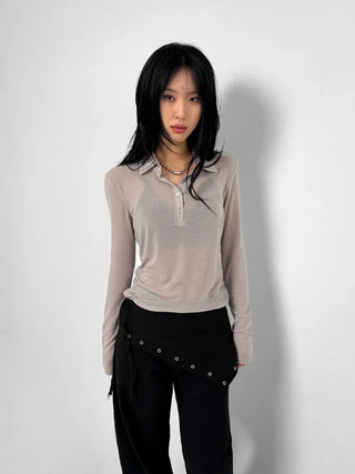 Sheer Collar Long Sleeve