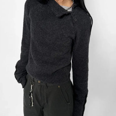 Moto Button Hooded Long Sleeve