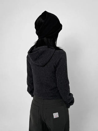 Moto Button Hooded Long Sleeve