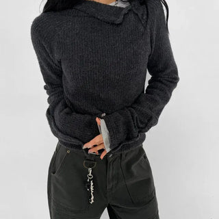 Moto Button Hooded Long Sleeve