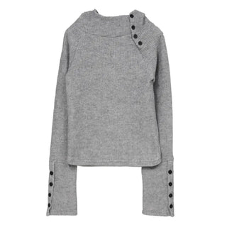 Moto Button Hooded Long Sleeve