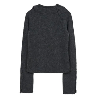 Moto Button Hooded Long Sleeve